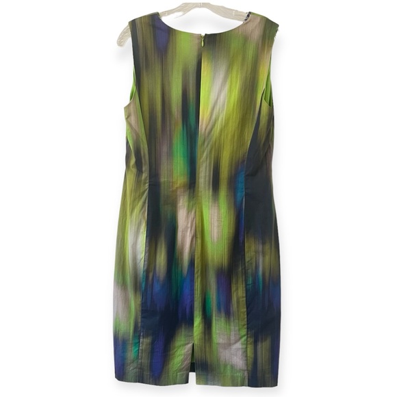 Lafayette 148 laurel Watercolor Sleeveless Sheath Dress Pleated Detail - Picture 6 of 16